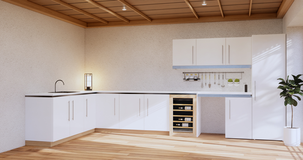 Kitchen room modern style.3D rendering